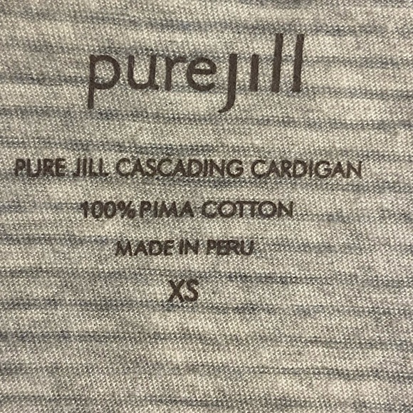 J Jill Pure Jill cascading cardigan  striped heather grey pima cotton XS/S - Picture 8 of 8